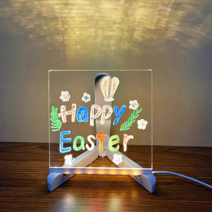 Glowing LED Drawing Board Lamp Transparent Acrylic Message Note Board Erasable Memo USB Night Light Birthday Christmas Gifts
